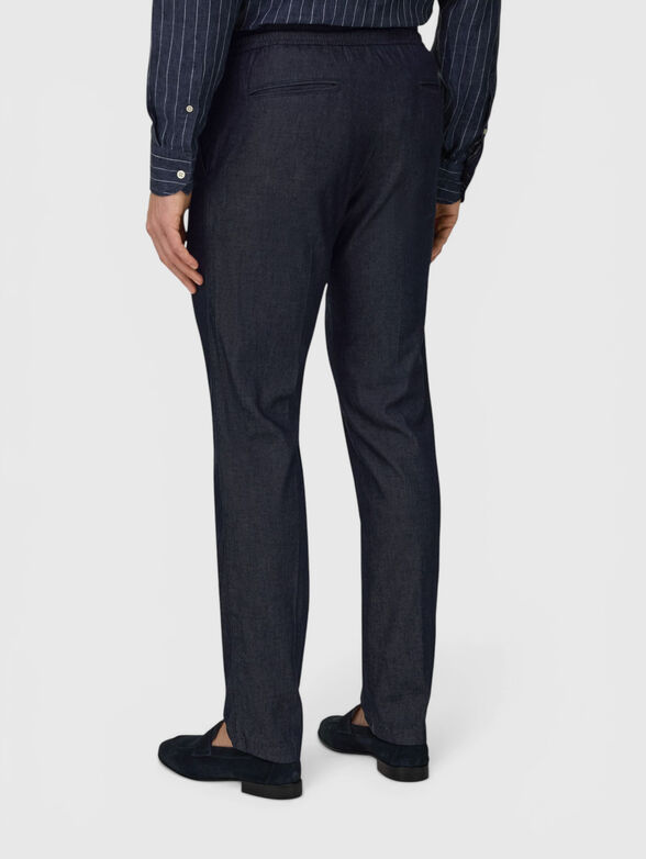 Dark blue trousers with ties at the waist - 2