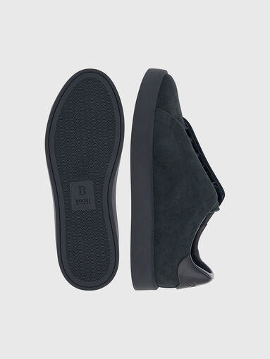 Dark blue suede sneakers - 5