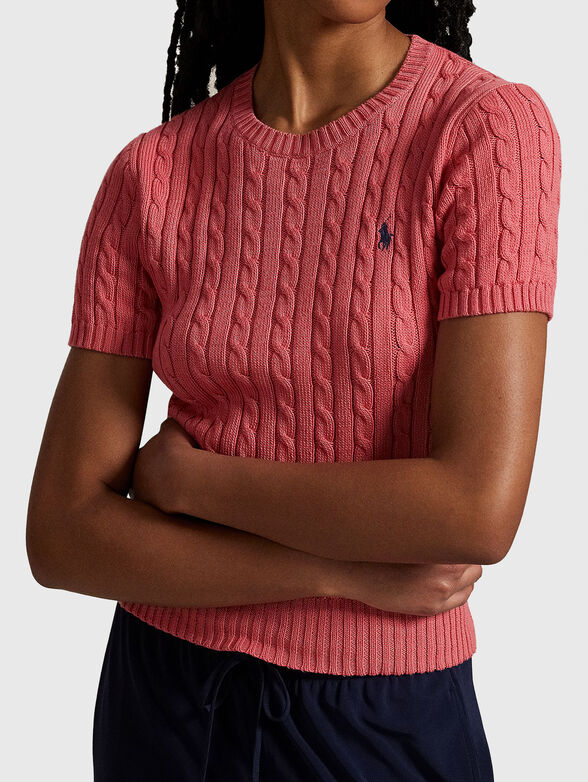 Cable knit cotton short sleeve jumper - 4