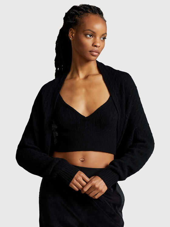 Скъсена плетена жилетка - 1