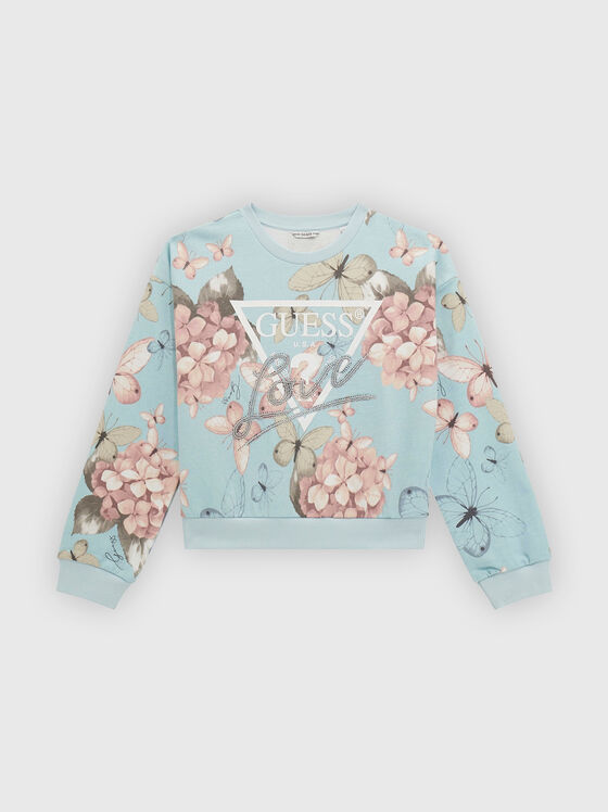 Cotton sweatshirt with floral print - 1