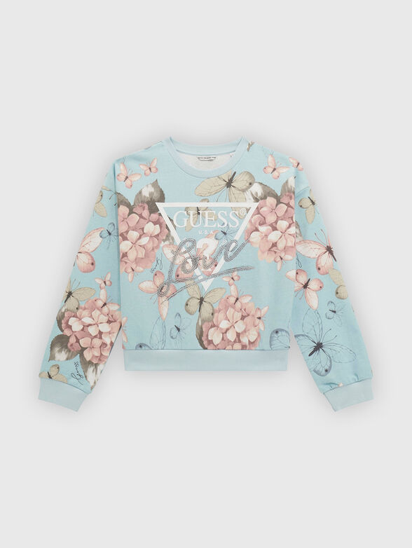 Cotton sweatshirt with floral print - 1