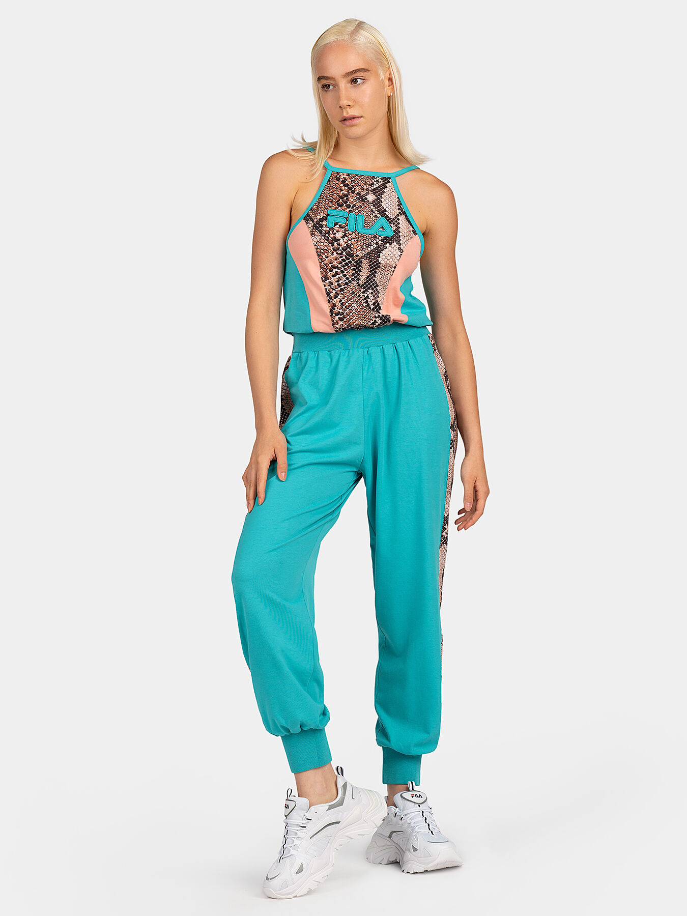 Fila unitard jumpsuit on sale with front logo