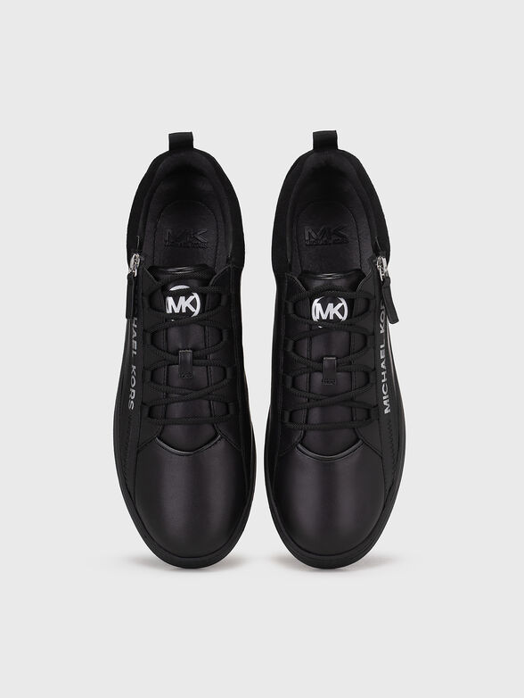 Leather sneakers with contrast logo  - 6