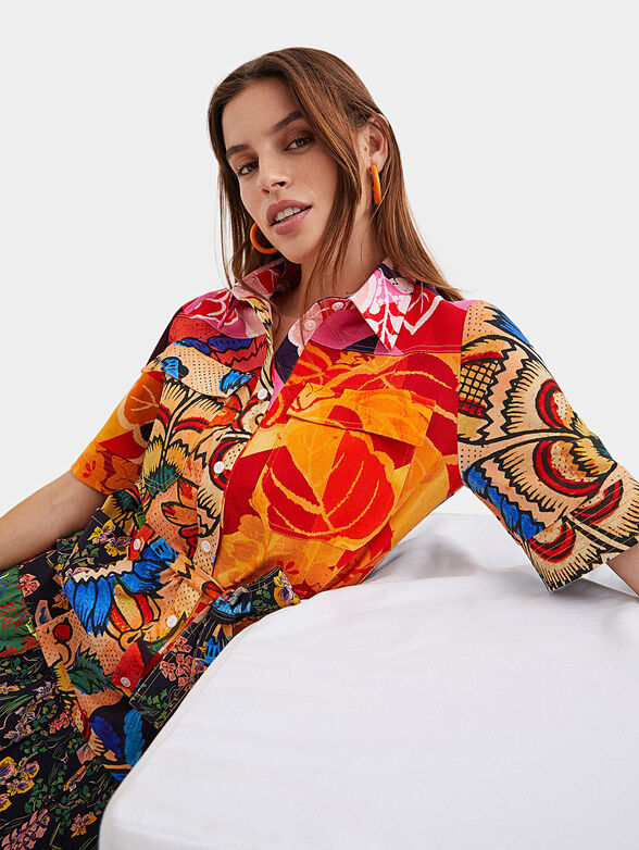 Shirt dress with multicolor print - 5
