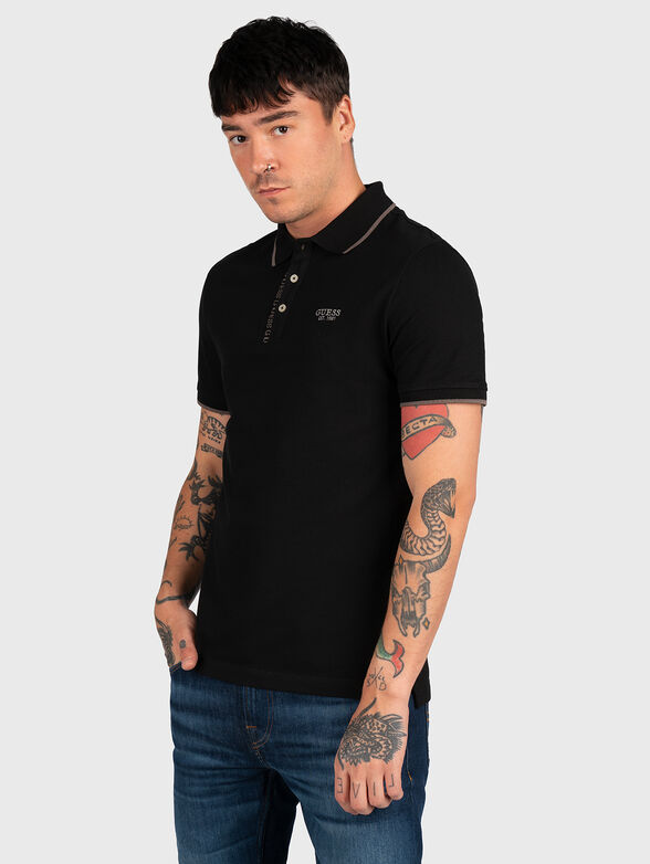 Black polo shirt with logo - 1