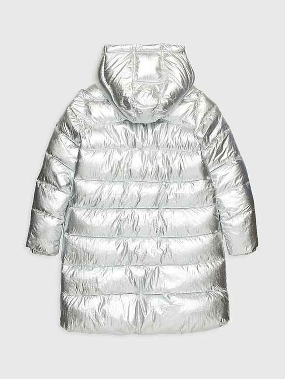 Long quilted jacket in silver colour - 2