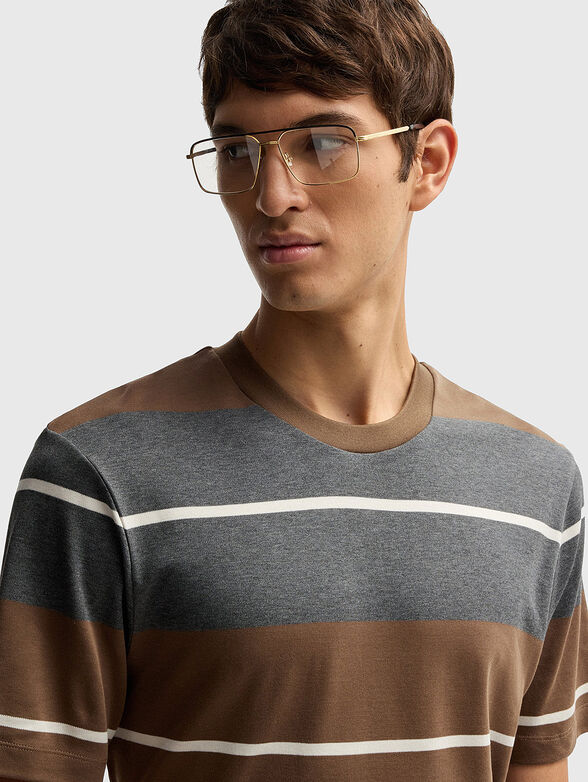 Cotton T-shirt with horizontal stripes - 4