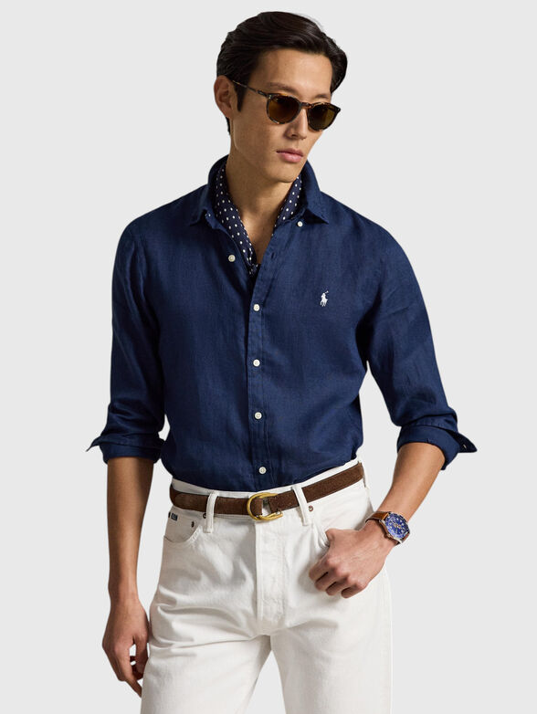 Dark blue linen shirt - 1