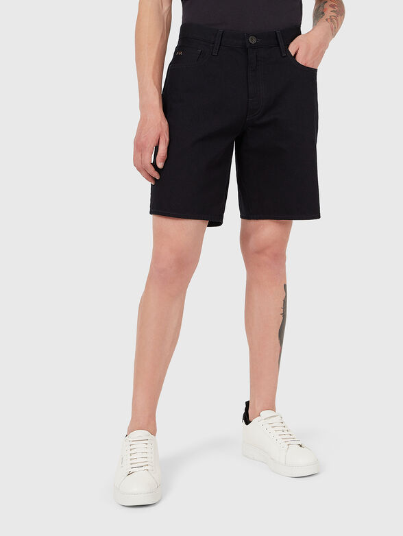 Denim shorts with logo - 1