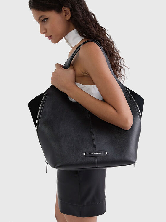 Big leather bag with logo detail - 2