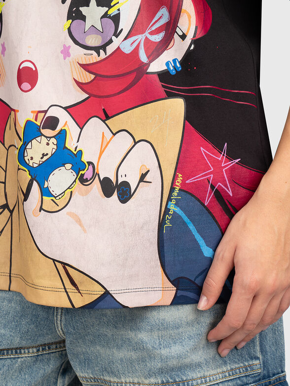 Cotton oversized T-shirt with print - 4
