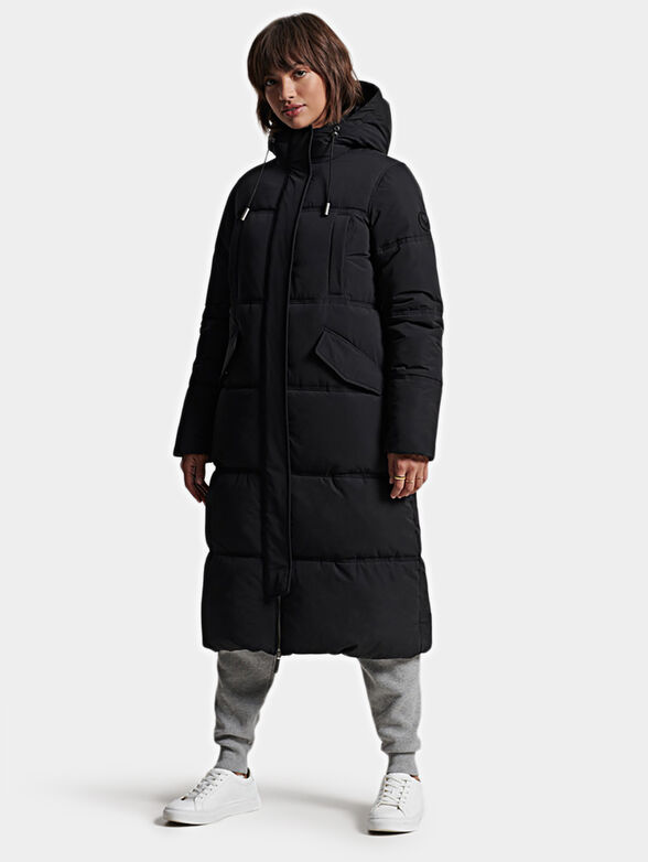 Long padded jacket in black color - 1