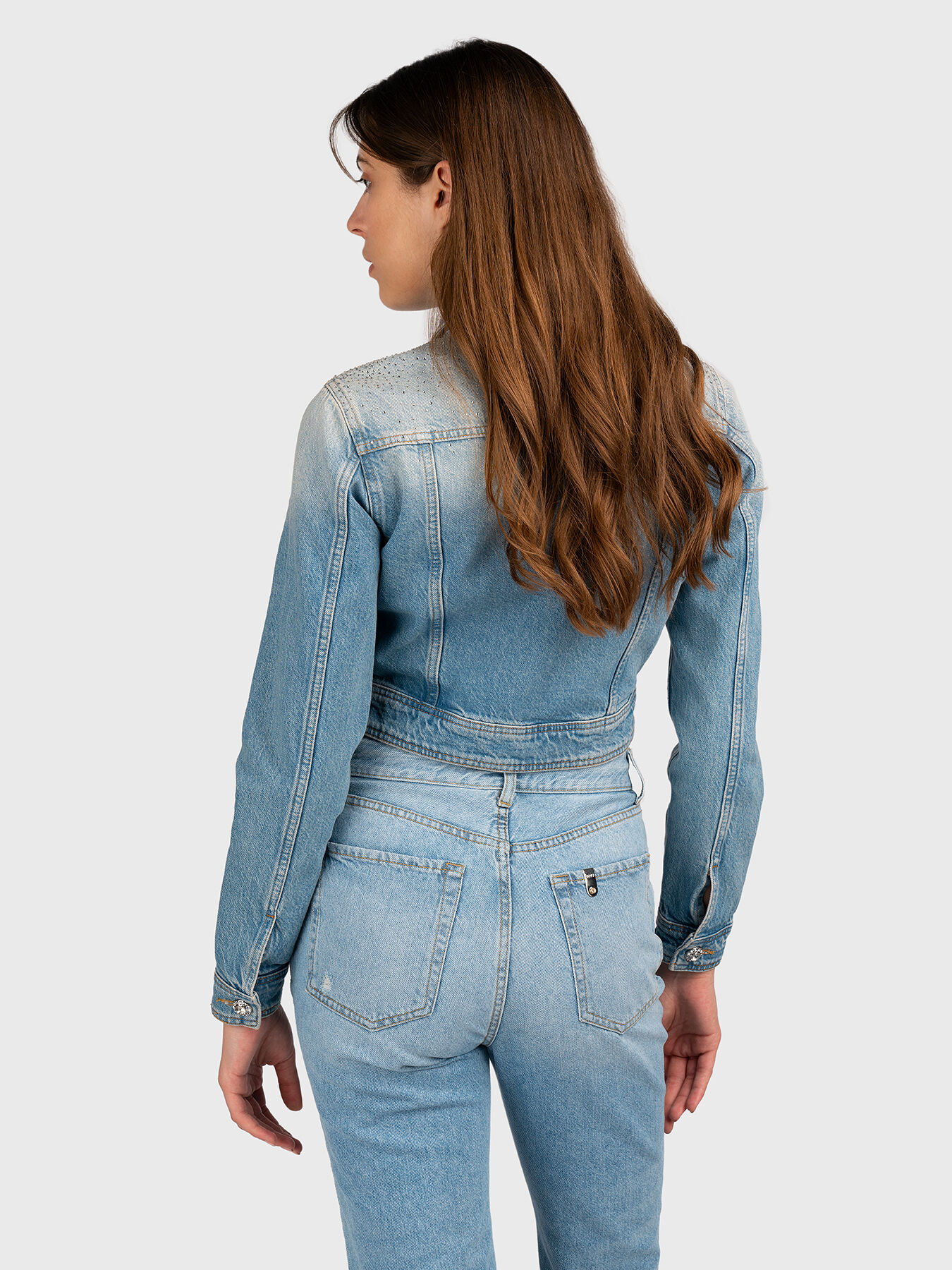 Denim jacket with appliqué rhinestones brand LIU JO