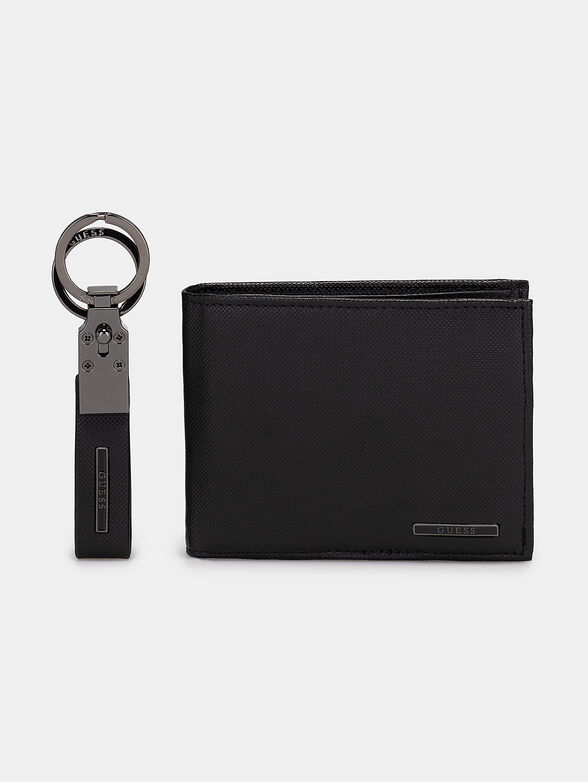 Set of wallet and keyring in black color - 1