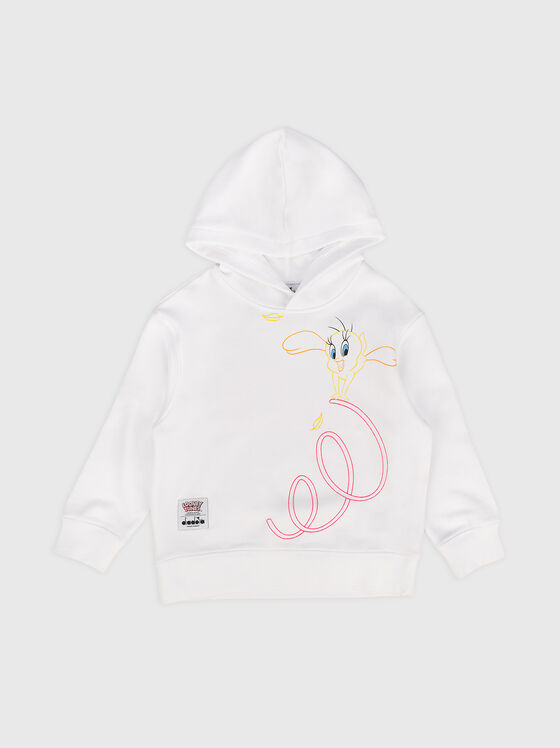 Суитшърт с качулка и акцентен принт - 1