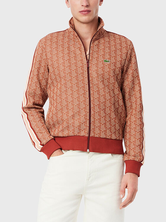 Суитшърт с монограмен принт и лого детайл - 1