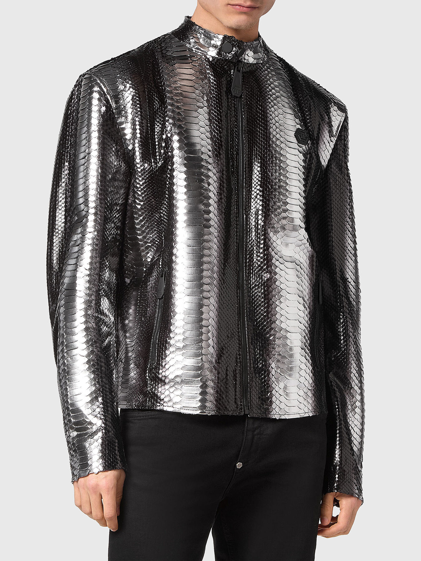 Biker jacket with snake effect brand PHILIPP PLEIN Globalbrandsstore en