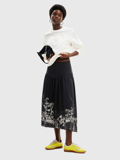 Black midi skirt with contrast details  - 5