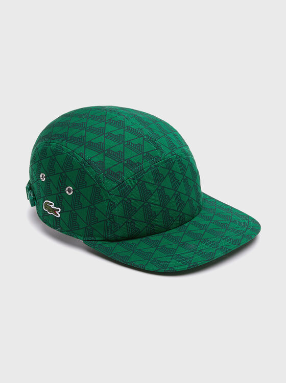 Зелена унисекс шапка с монограмен принт - 1