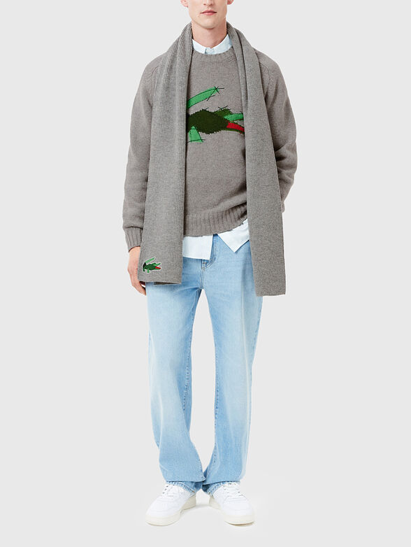 Sweater with oval neckline and logo accent - 2