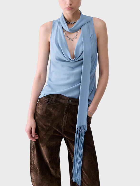 Blue top with a scarf - 2