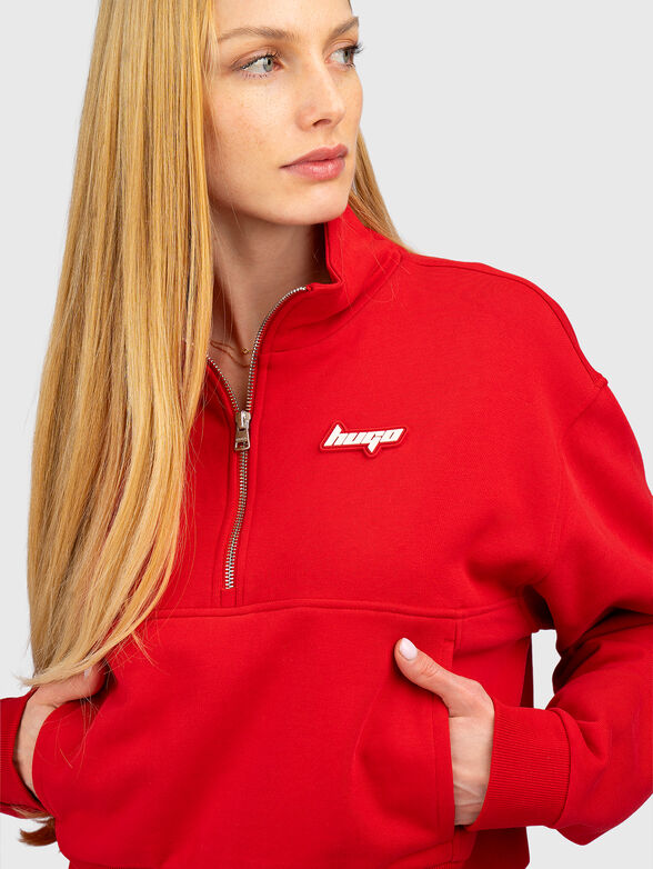 Cotton sweatshirt with high collar and zip - 4