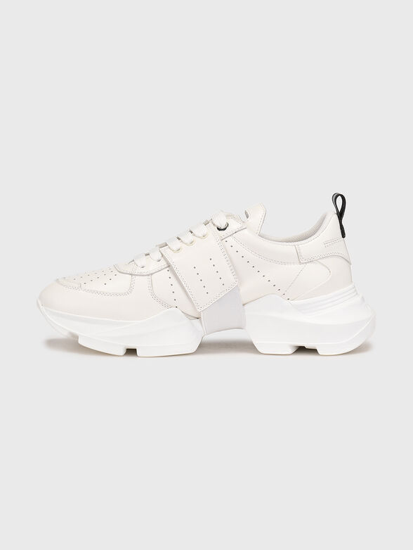 Leather sports shoes in ecru colour - 4