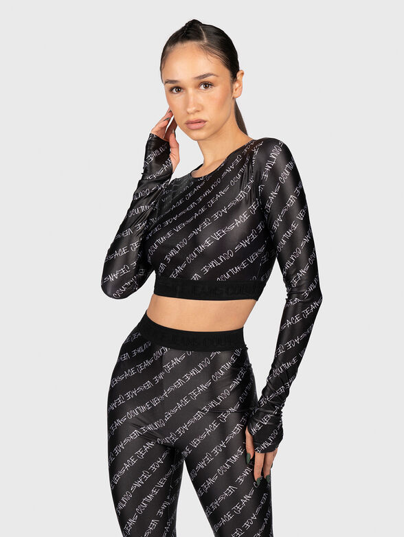 Crop top with monogram print - 0
