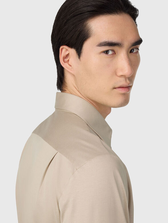 Beige cotton blend shirt - 4