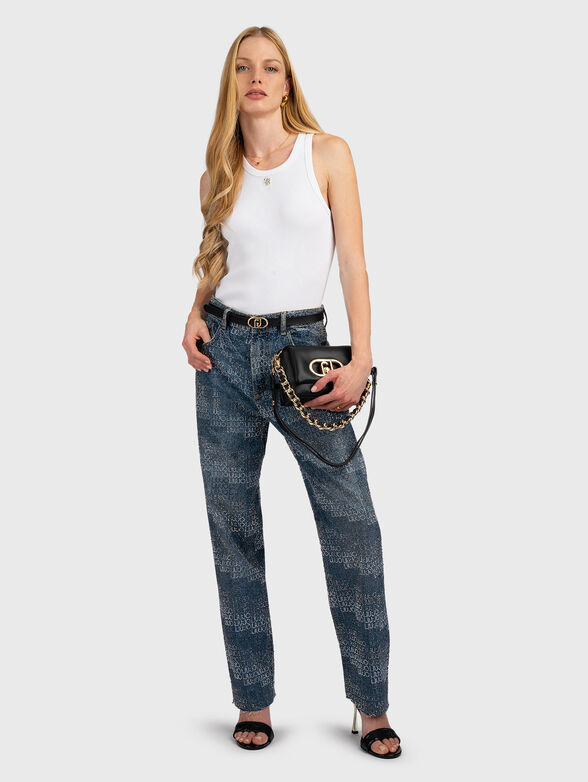 Straight leg jeans with rhinestones - 4