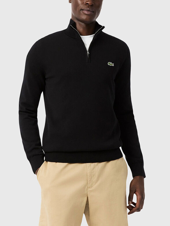 Zipped high neck cotton sweater - 1