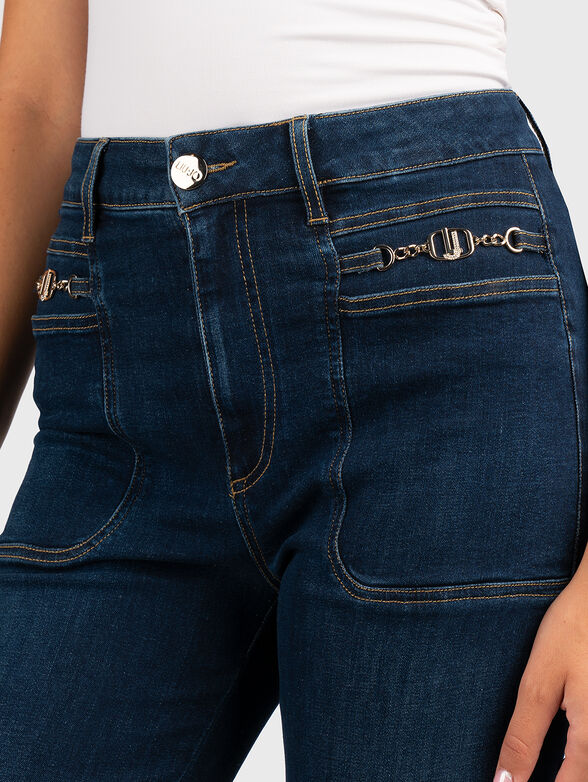 Dark blue jeans with high waist - 3