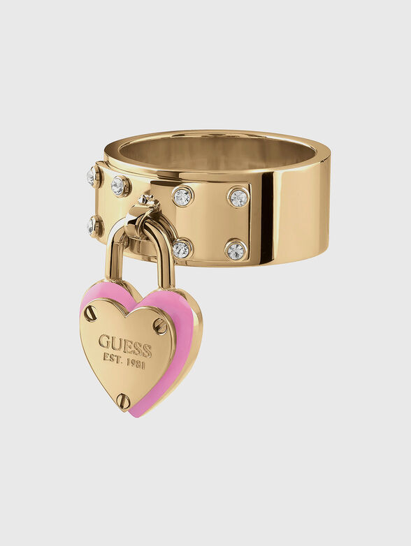 HEART LOCK ring with blue accent - 1