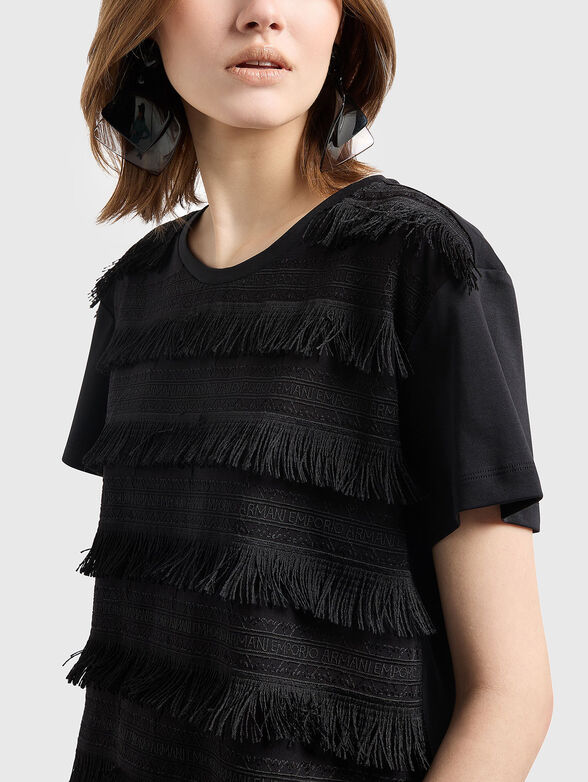 Cotton T-shirt with fringes - 4