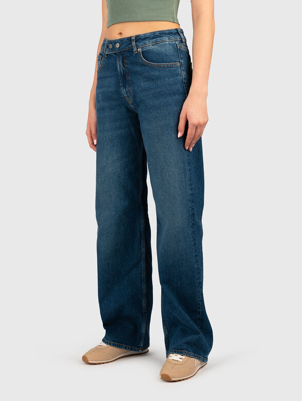 Jeans with high waist and worn effect - 0