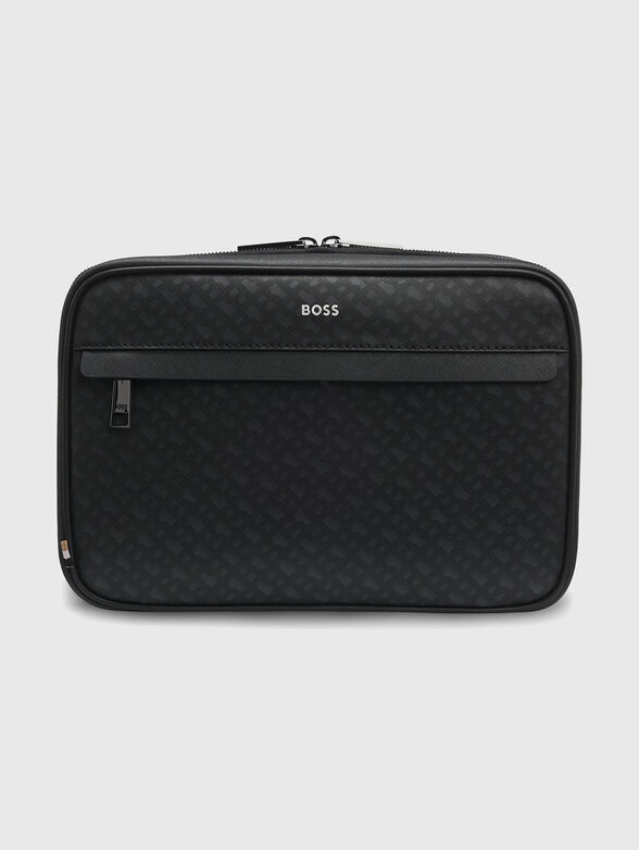 Leather tote bag with logo print - 1