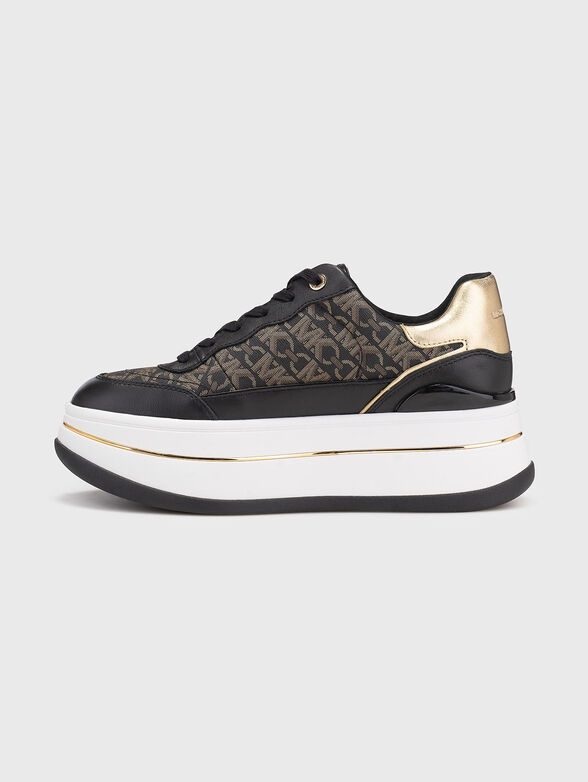 Leather sports shoes with logo print - 4