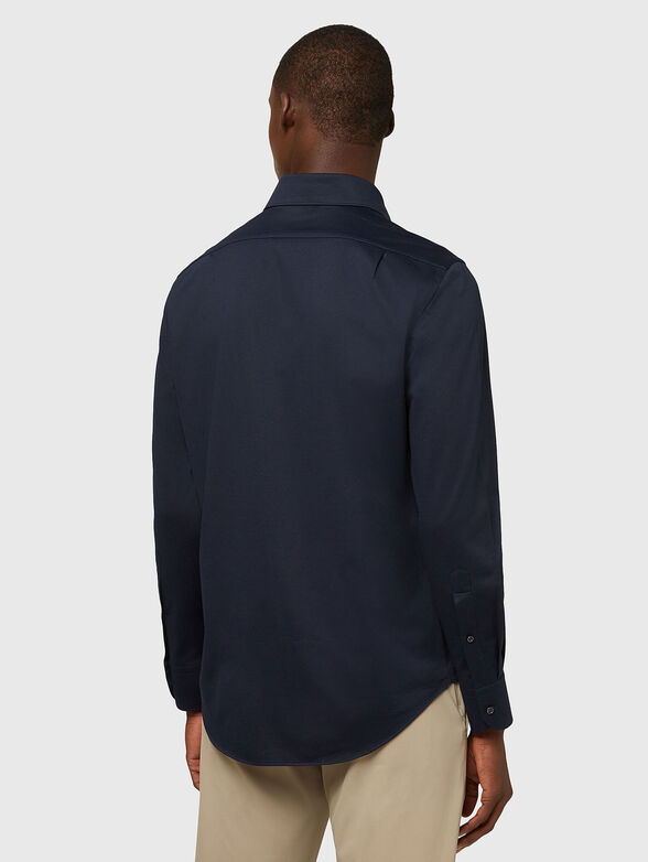 Dark blue cotton blend shirt  - 3