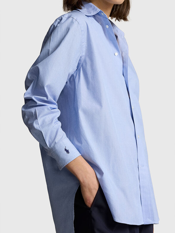 Cotton shirt with elongated back hem - 4