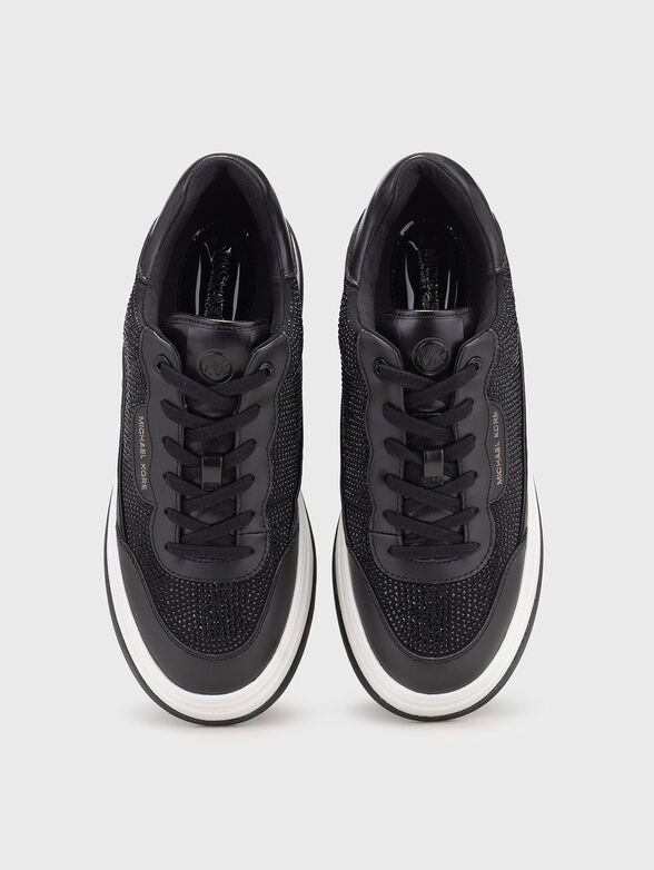 Leather shoes with rhinestones and logo - 6