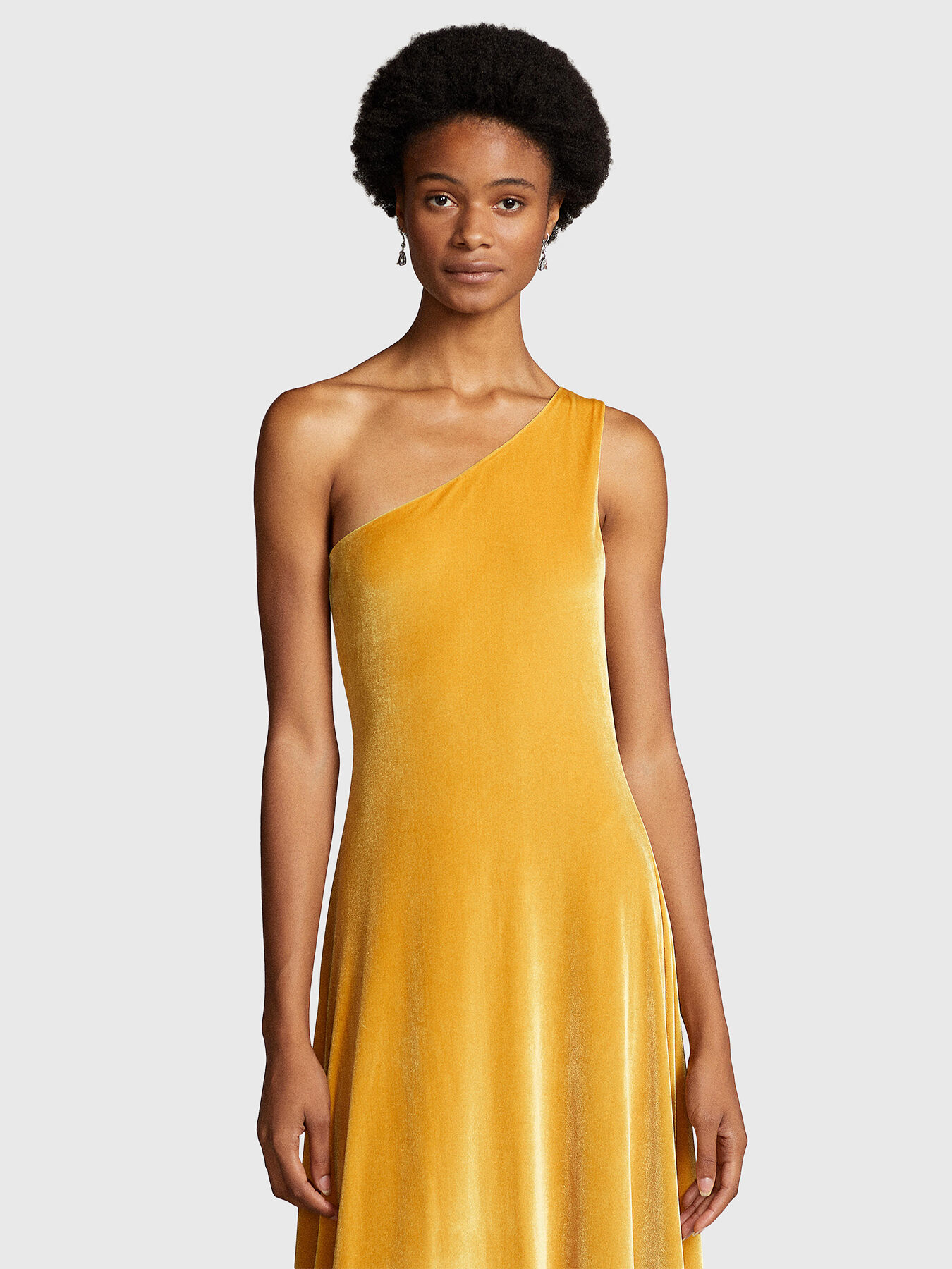 Yellow store velvet dress