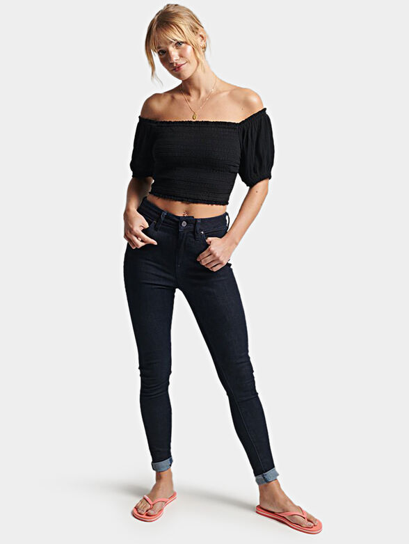 Black blouse with short sleeve - 2