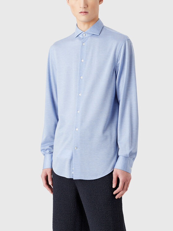 Blue wool blend shirt - 1