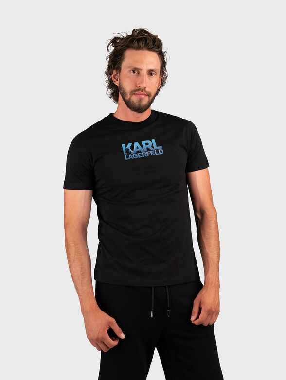 Cotton T-shirt with contrast logo - 0