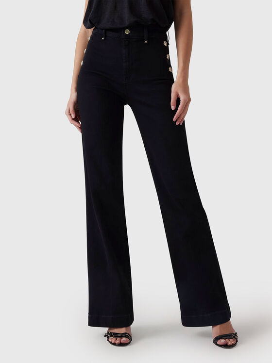 Дънки с висока талия и акцентни копчета - 1