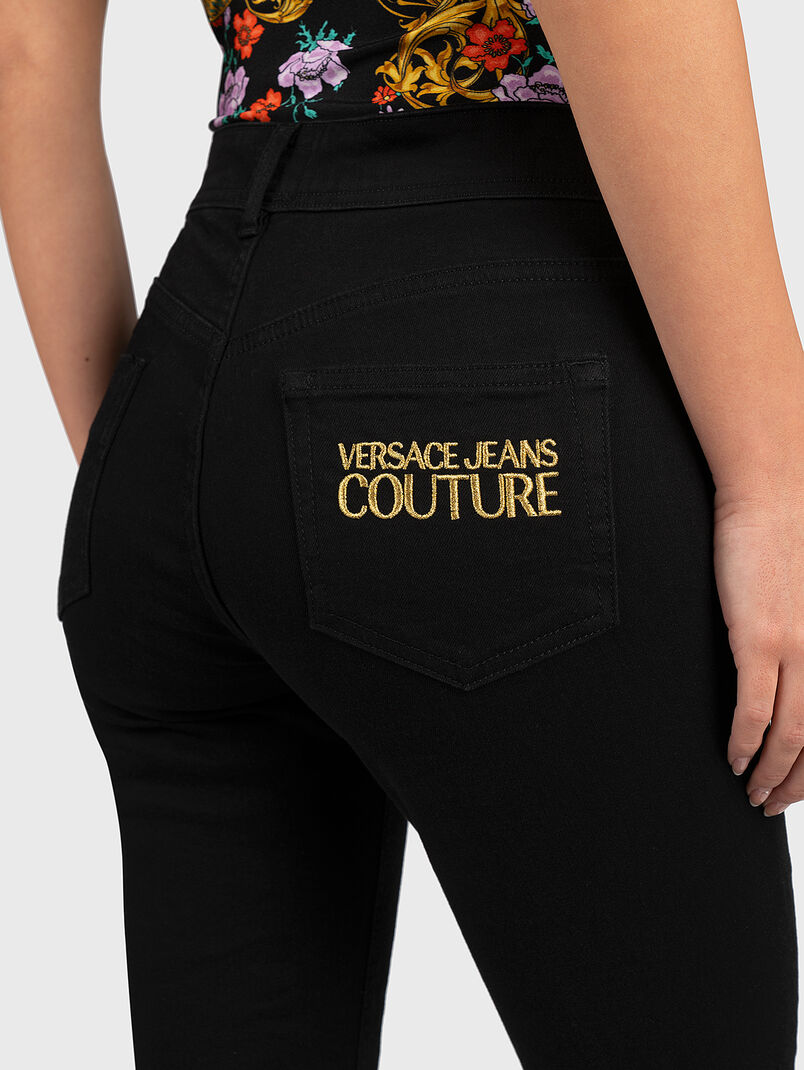 Black jeans with golden logo embroidery - 3
