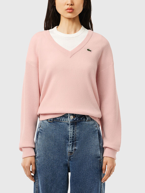 Wool sweater with V-neck - 1