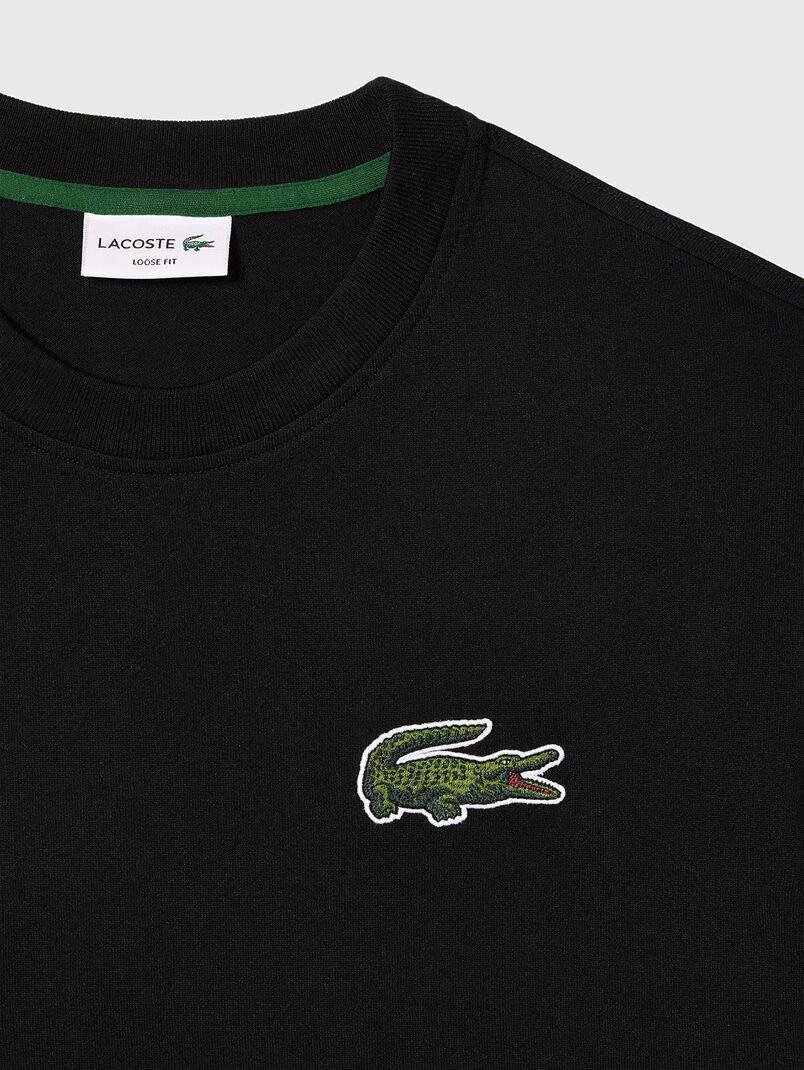 Cotton black t-shirt with logo detail - 3