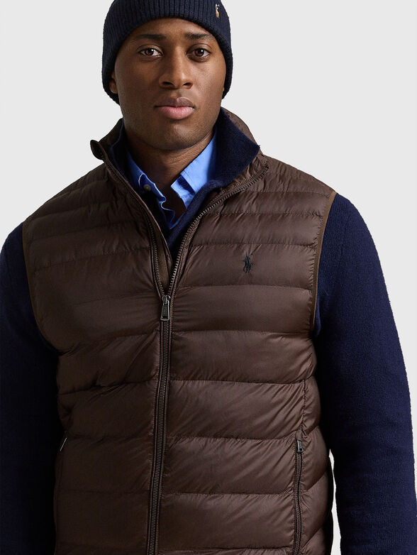 Brown vest with logo accent - 3